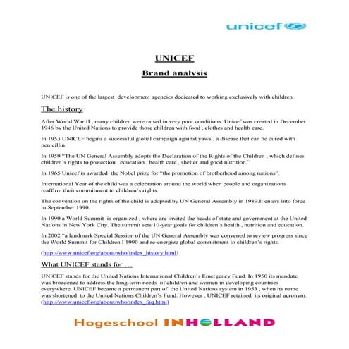 Unicef  brand analysis 