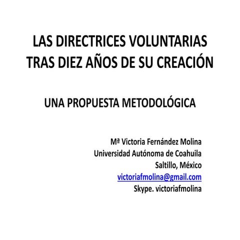 Las directrices voluntarias en apoyo a la realización progresiva del derecho ...
