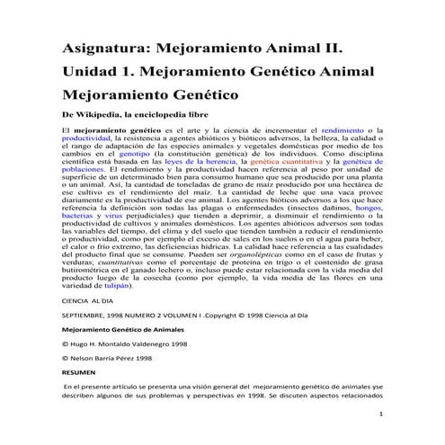 Unida 1  Mejoramiento GenéTico De Animales