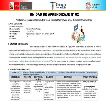 UNIDAD 2 de aprendizaje ept computación secundaria | PDF