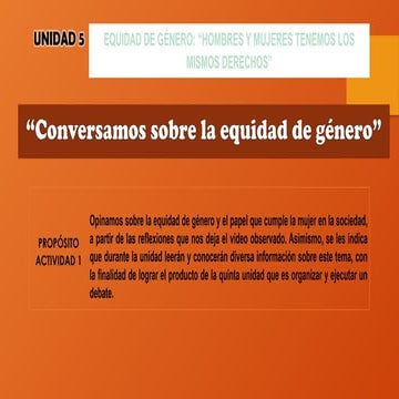 UNIDAD 05.ppt actividad conversamos sobre la equidad de genero | PPTX