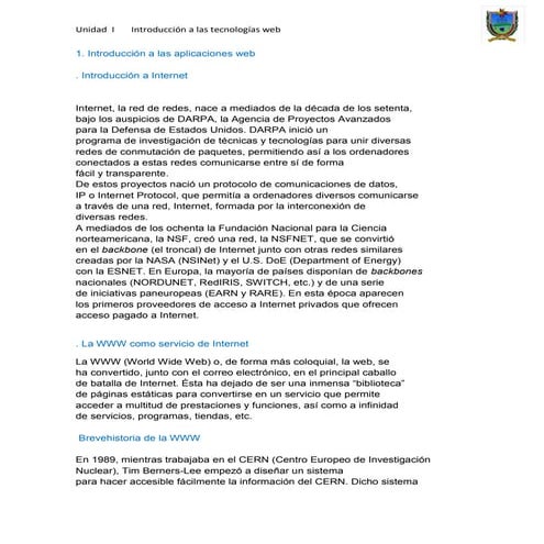 Unidad1  Introduccion a las Tecnologias Web