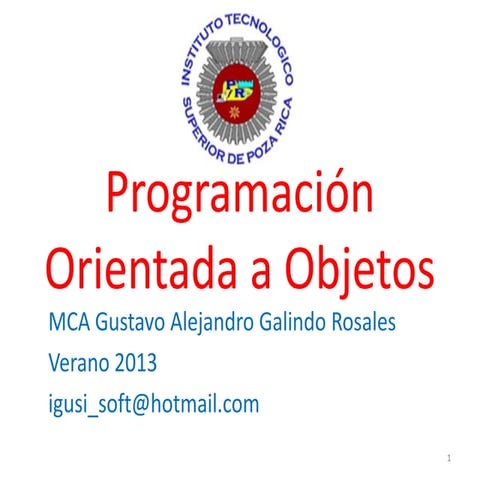 Programación Orientada Objetos Java Unidad 1