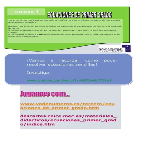 Aprendiendo a Resolver Ecuaciones de Primer Grado con Juegos Educativos ...