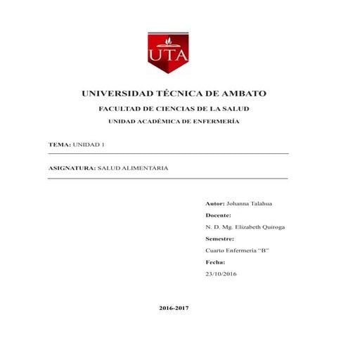 Unidad 1 salud alimentaria