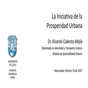 La Iniciativa de la Prosperidad Urbana