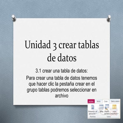 Unidad 3 crear tablas de datos  2.0
