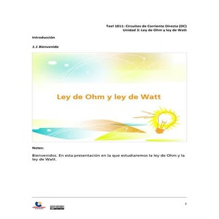 Unidad 3 ley de ohm y ley de watt 