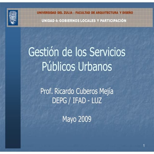 Servicios Públicos Urbanos - Participación (Unidad 4)