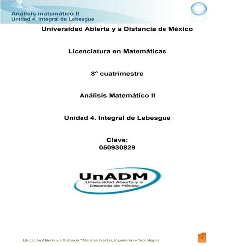 Unidad 4. integral de lebesgue