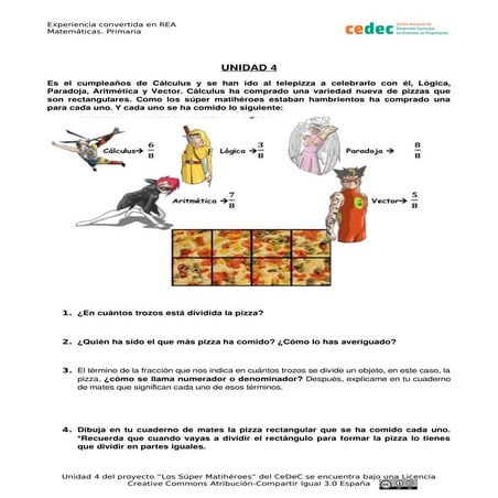 Los Super Matihéroes. Unidad 4: Fracciones