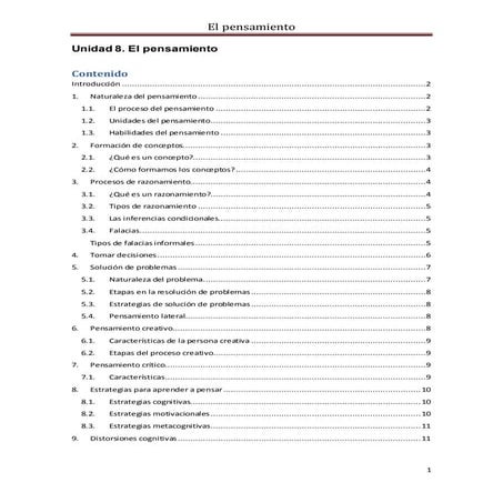 Unidad 8. el pensamiento 