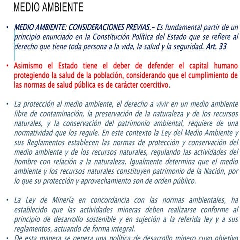 medio ambiente y mineria para derecho minero | PPTX