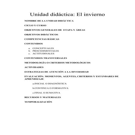 Unidad Didáctica  'El invierno'