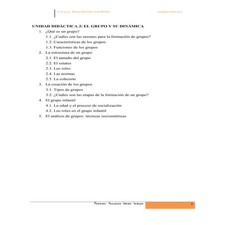 Unidad didáctica 3. EL GRUPO Y SU DINÁMICA