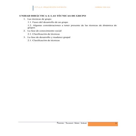 Unidad didáctica 4. LAS TÉCNICAS DE GRUPO
