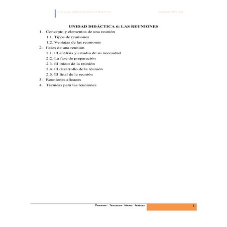 Unidad didáctica 6. LAS REUNIONES
