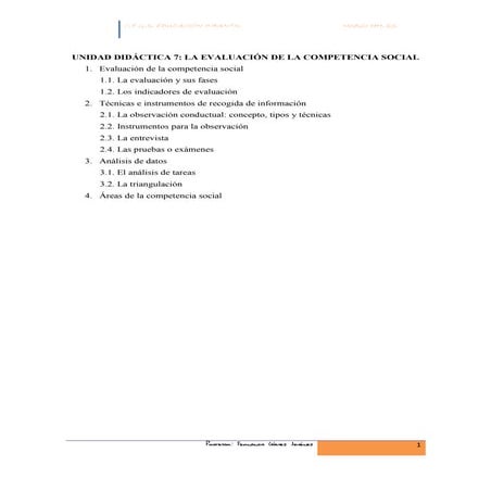 Unidad didáctica 7. LA EVALUACIÓN DE LA COMPETENCIA SOCIAL