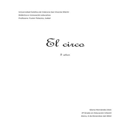 Unidad didáctica el circo 3 años