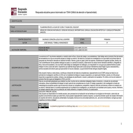 Guía de Flora y Fauna del coelgio. Unidad didáctica integrada