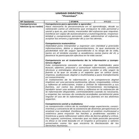 Unidad didáctica promises