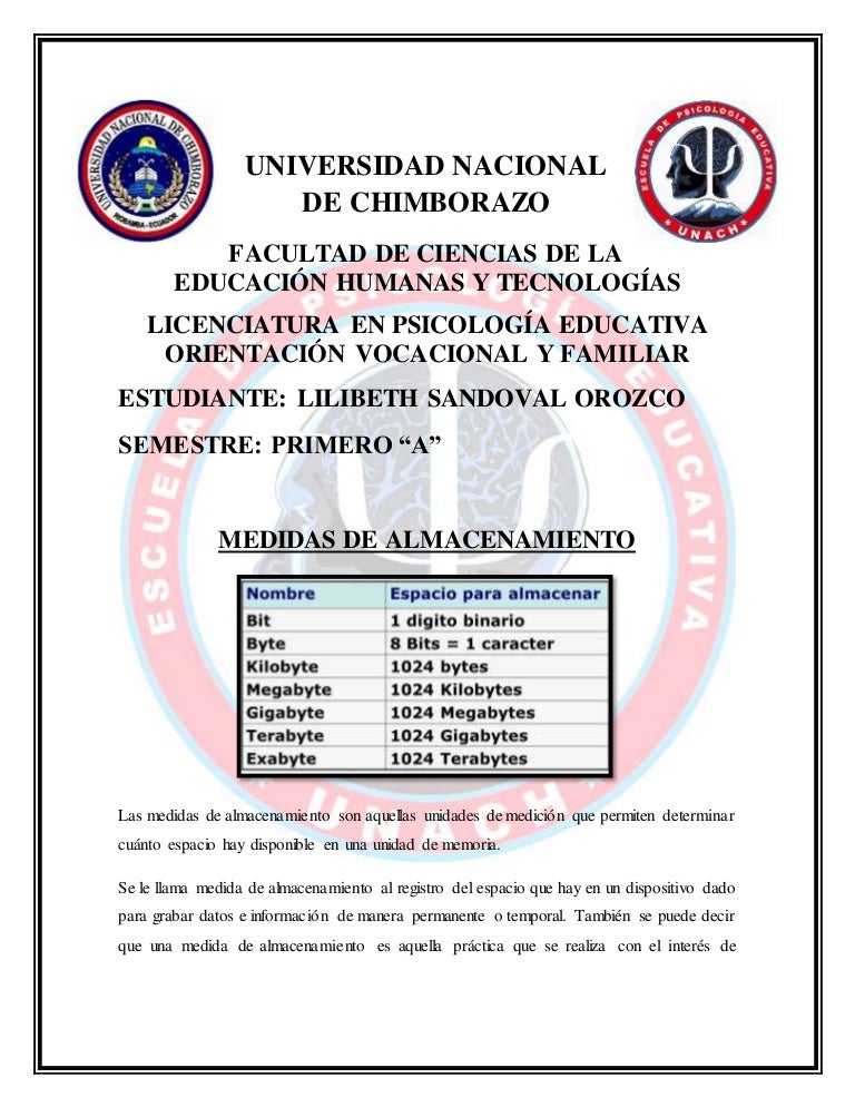 Unidades de almacenamiento, medidas de almacenamiento sandoval