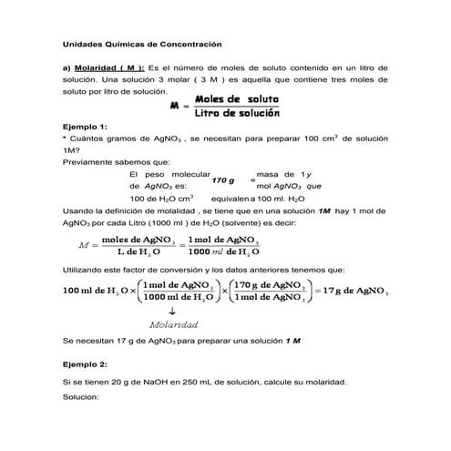 Unidades químicas de concentración
