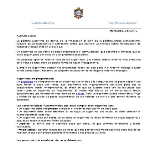Unidad I   Algoritmos