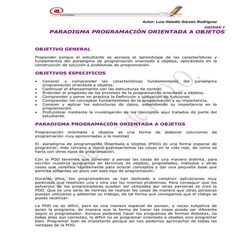 Paradigma de Programación Orientada a Objetos