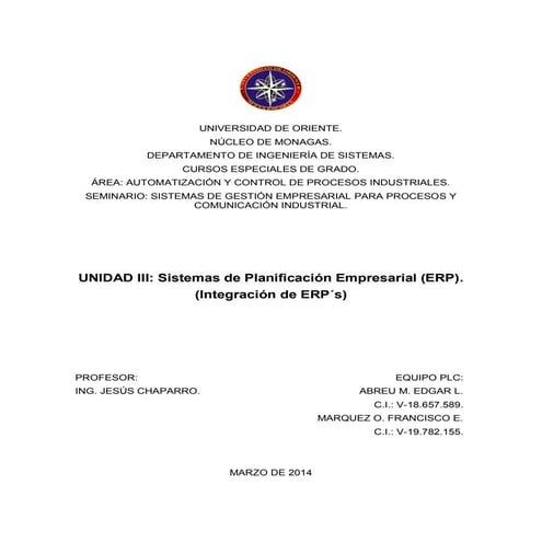 INTEGRACIÓN DE LOS ERP´S