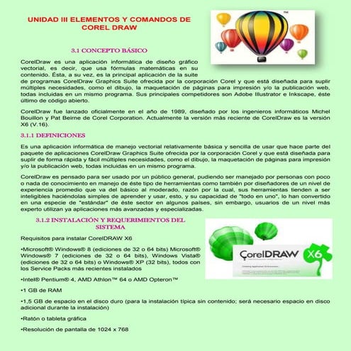 Unidad iii elementos y comandos de corel draw