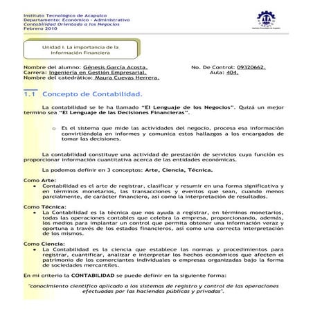 UNIDAD 1 LA IMPORTANCIA DE LA INFORMACIÓN FINANCIERA