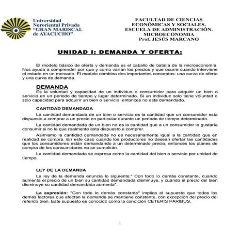 Unidad I oferta demanda