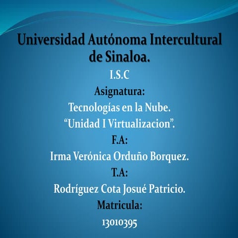 Unidad i tecnologia en la nube