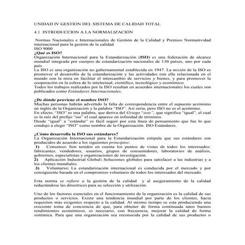 Unidad iv administracion de la calidad | DOCX