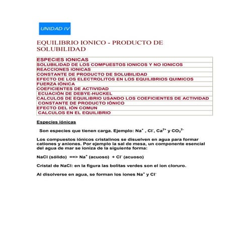 PRODUCTO DE SOLUBILIDAD-Unidad iv discusion de la teoria febrero222009