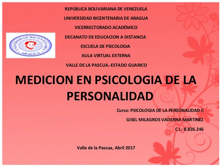 MEDICION EN PSICOLOGIA DE LA PERSONALIDAD.