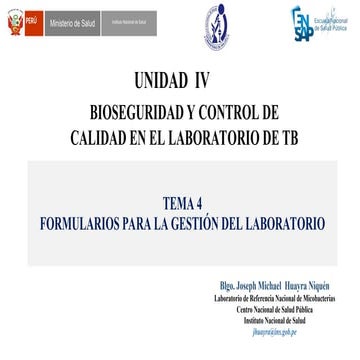 UNIDAD IV TEMA  EN EL LABORATORIO DE TBC