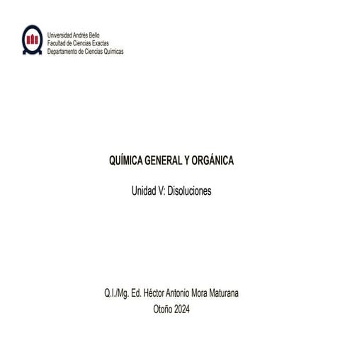 Unidad V. Disoluciones quimica de las disoluciones