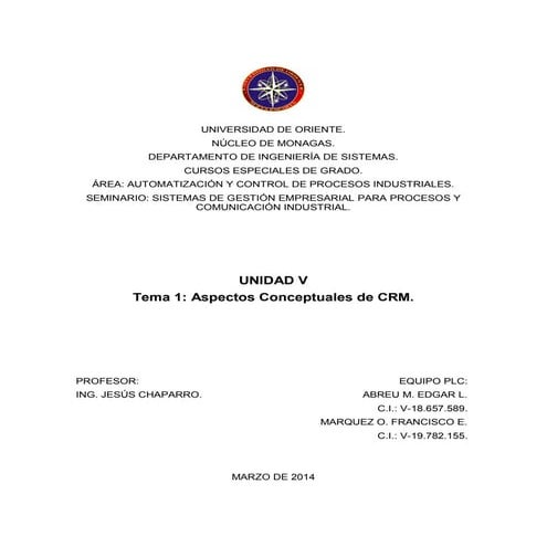 ASPECTOS CONCEPTUALES DE LOS CRM