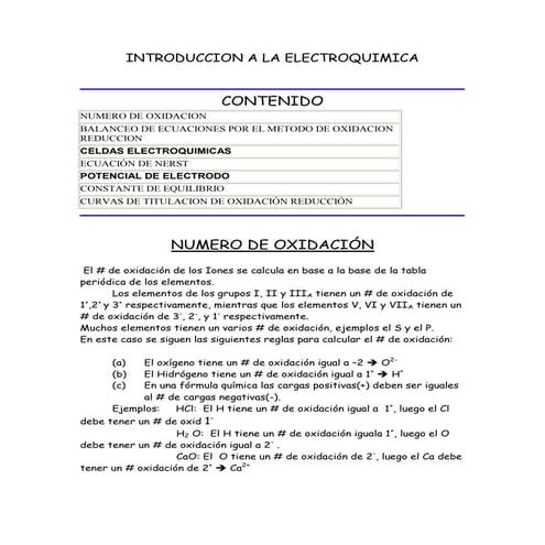 Unidad X: electroquimica teoria