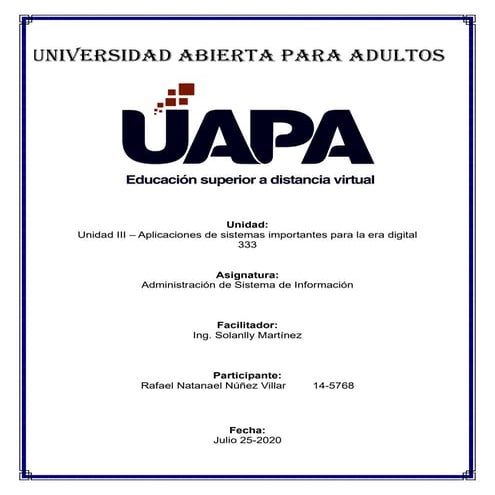 Unida III - Administración de sistema de información