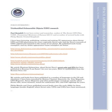 Unidentified submersible objects  uso  research