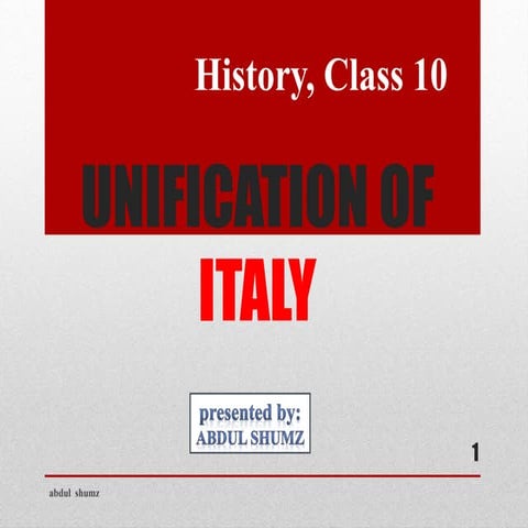Unification of Italy, History, class 10 cbse