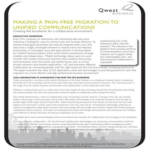 Making a Pain-free Migration to Unified Communications