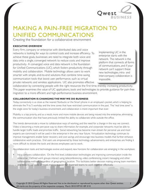Making a Pain-free Migration to Unified Communications