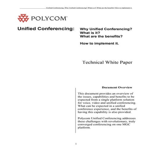 Unified Conferencing: What is it