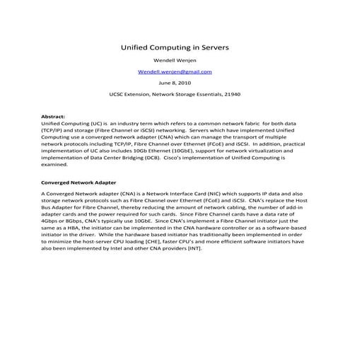 Unified Computing In Servers | PDF