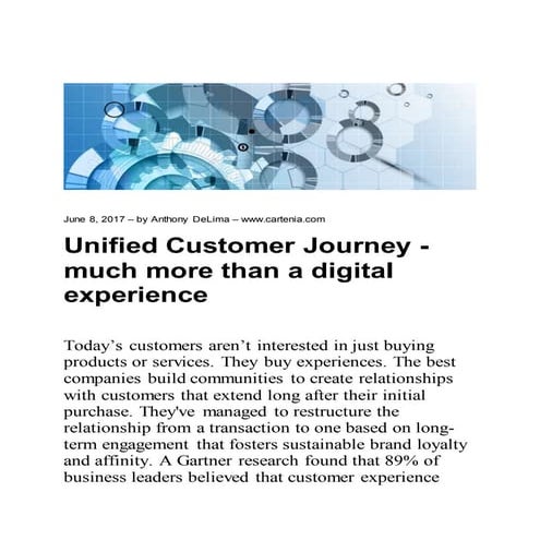Unified Customer Journey - much more than a digital experience
