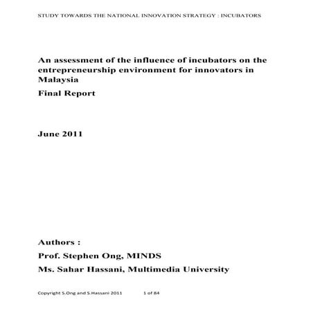 The role of incubators in entrepreneurship and innovation